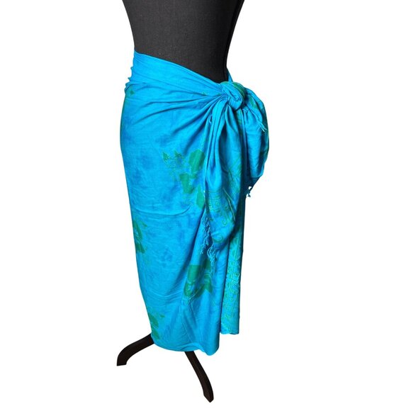 Gorgeous Women's Turquoise and Green Batik Wrap Sarong Cover-Up - Picture 1 of 5